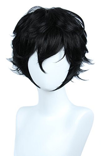 Linfairy Short Black Layered Cosplay Wig