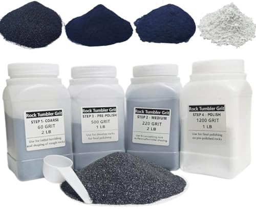 6 LBS Large Weight 4 Step Rock Tumbler Grit Set, Tumbling Media Refill-Coarse / Medium Grit / Pre-Polished / Final Polish, Works with Any Rock Tumbler, Rock Polisher, Stone Polisher