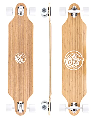 White Wave Bamboo Longboard Skateboard