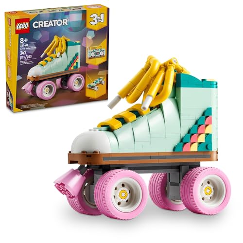 LEGO Creator 3 in 1 Retro Roller Skate Building Kit, Transforms from Roller Skate Toy to Mini Skateboard to Boom Box Radio, Summer Gift for Skaters, Outdoor Toy for Boys & Girls Ages 8 and Up, 31148