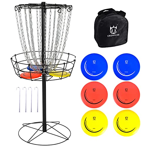 CROWN ME Disc Golf Basket Target Include 3 Discs