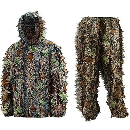 EAROOMZE Mens 3D Lightweight Hooded Camouflage Ghillie Breathable Hunting Suit