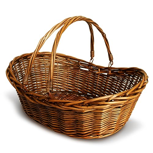 Wald Imports - Large Wicker Basket with Handle