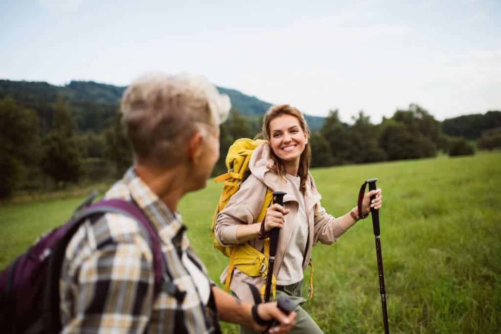 beautiful middle aged woman enjoying the nature walk