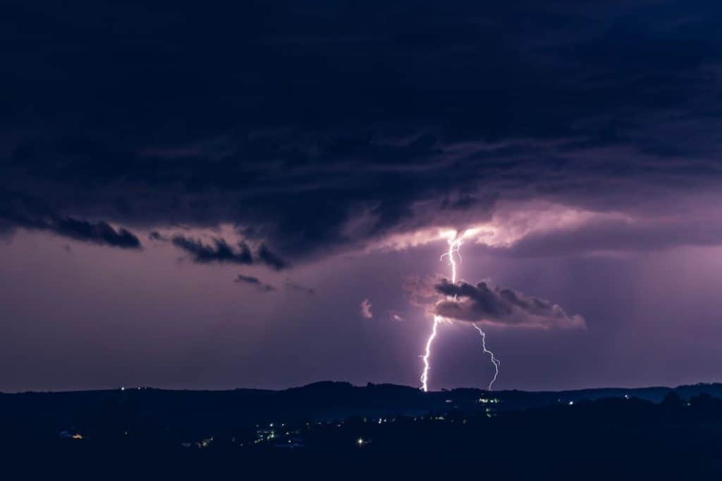 lightning strike in the night