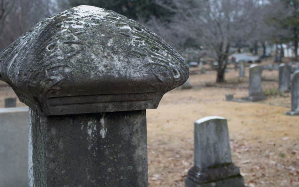 a stone pillar in Maple Hill Cemetery in Alabama 