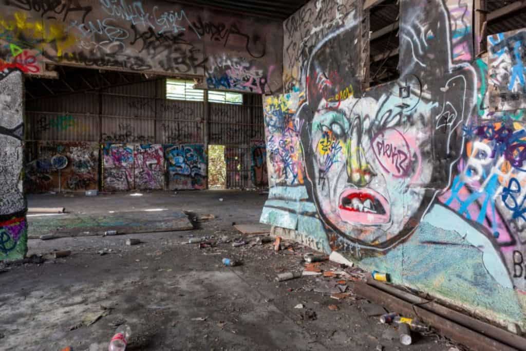 Abandoned building with graffiti