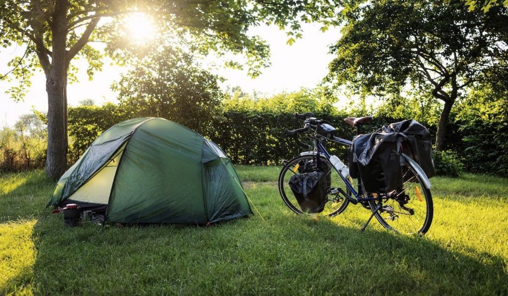 a small camp for a bikepacker