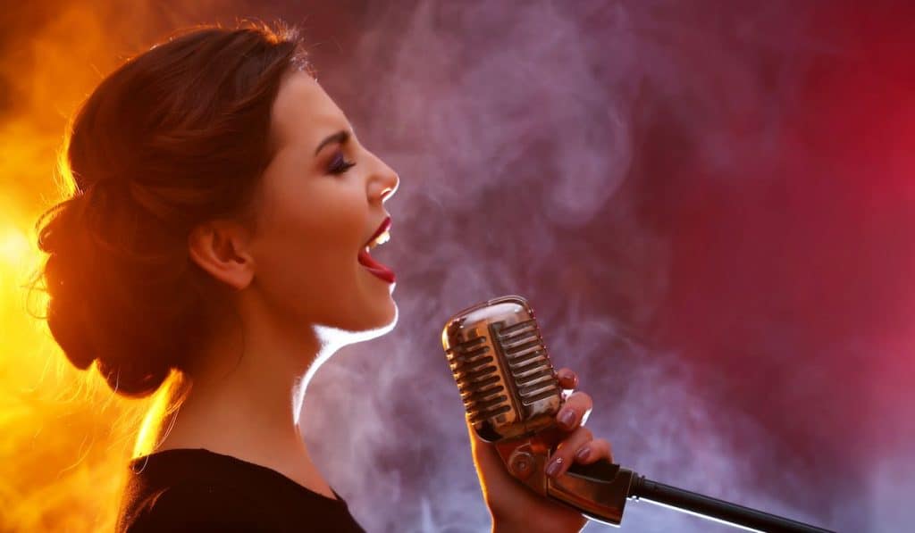 elegant woman singing