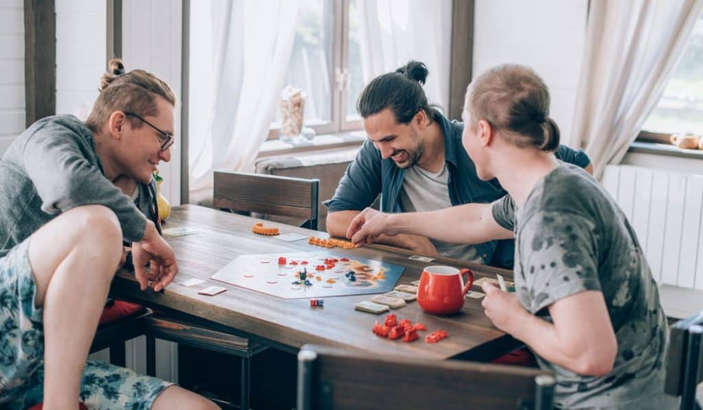 group of friends playing board games