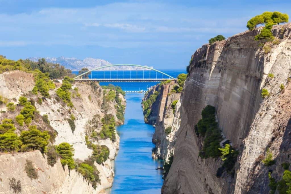 A beautiful scenic of the Corinth Canal in Greece