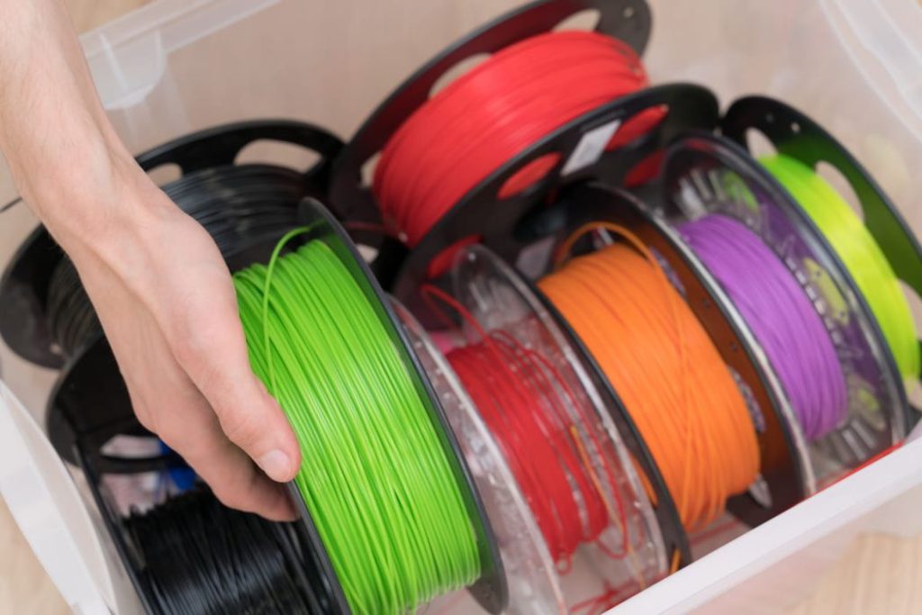 spool of multicolored filament reels 