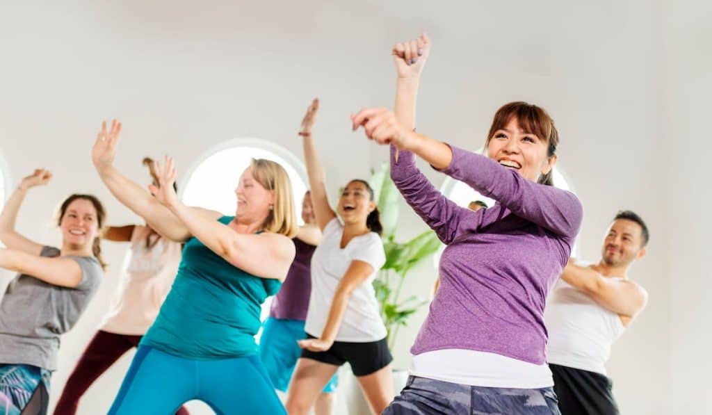 People dancing in a fitness class