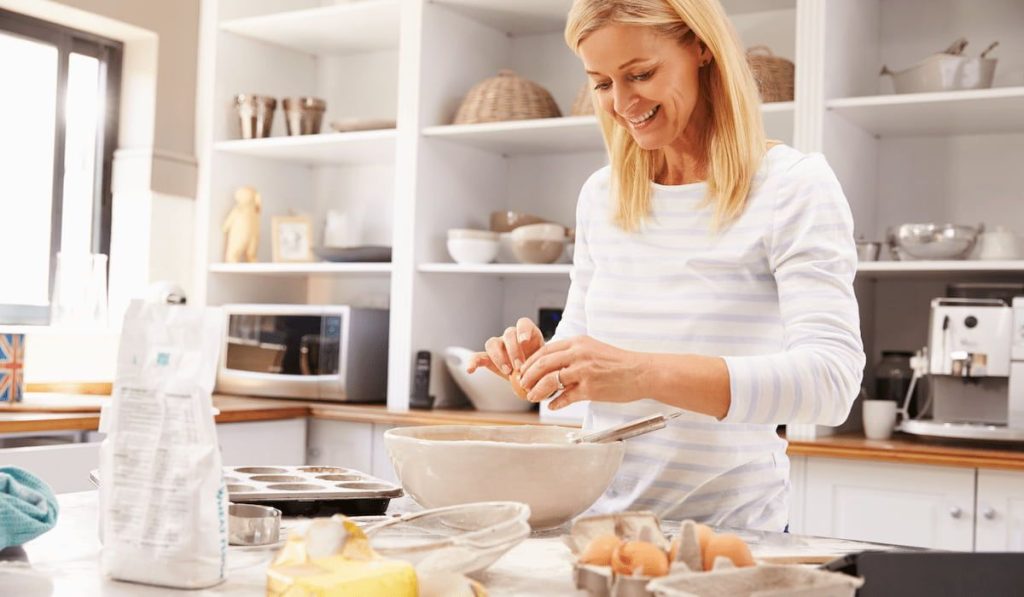 Woman baking at home