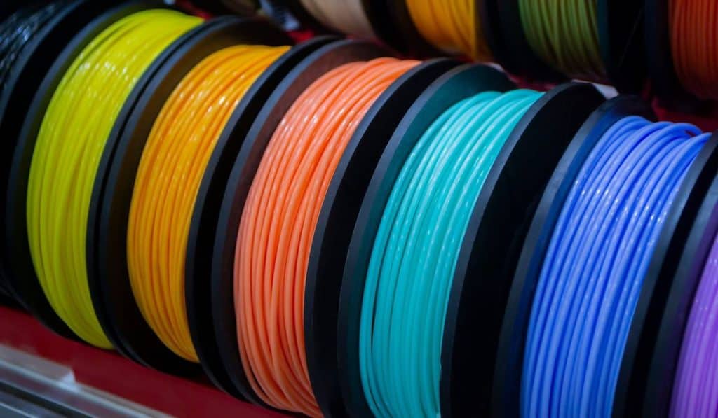 spools of thread of filament for printing 3d printer