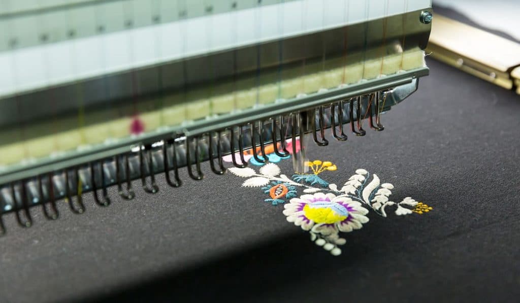 Sewing machine in embroidery work