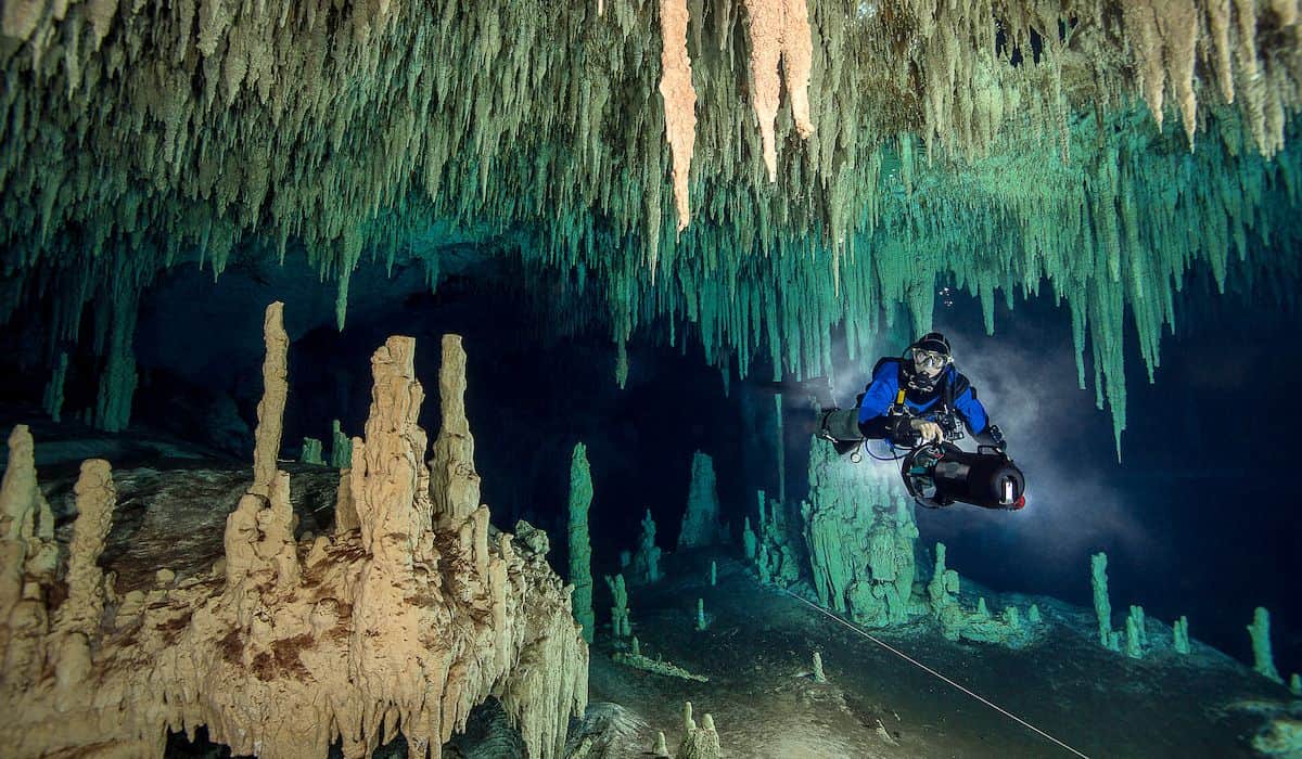 cave diver in Nohoch Na Chich