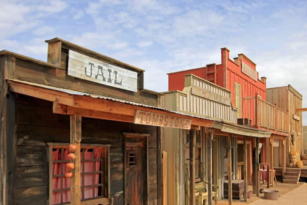 Western houses on the stage of the O.K. Corral gunfight in Tombstone Arizona USA 