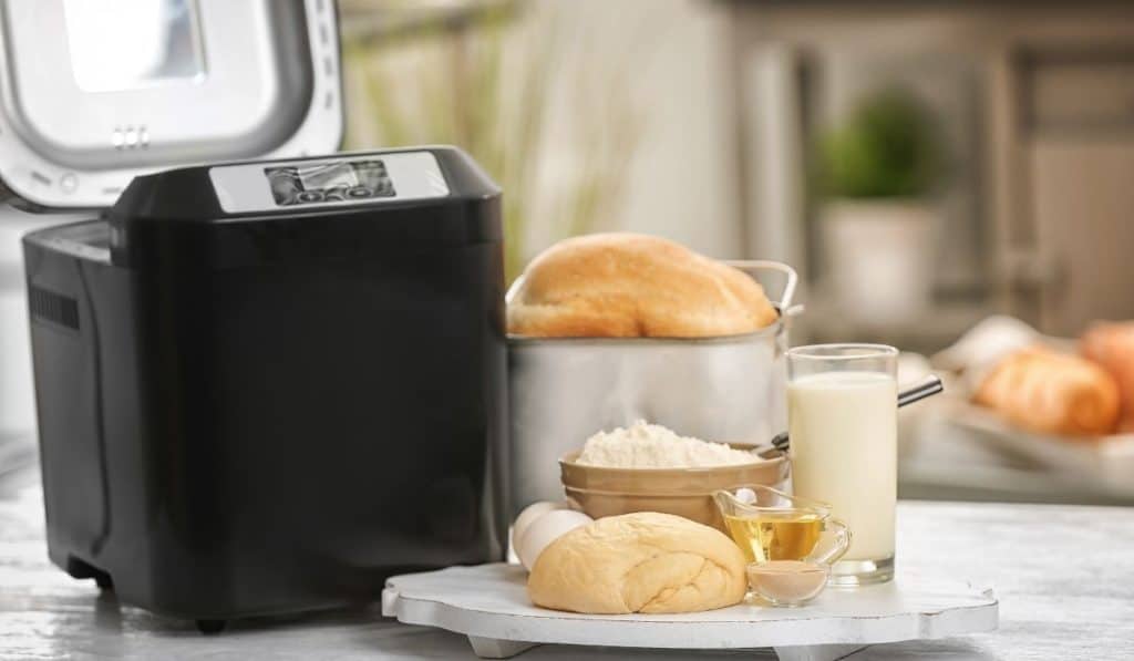 dough and bread machine on table
