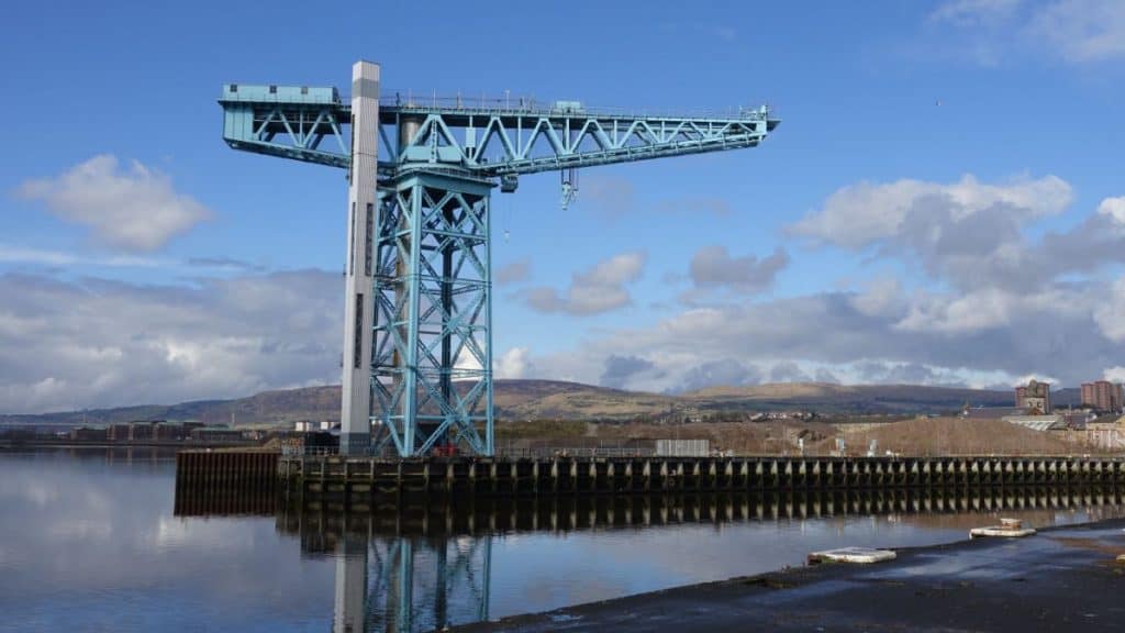 The Titan Crane in Scotland under the blue sky