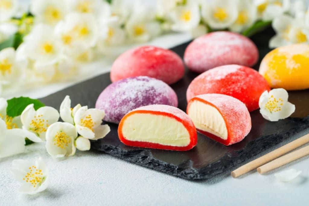 colorful mochi Japanese sweets
