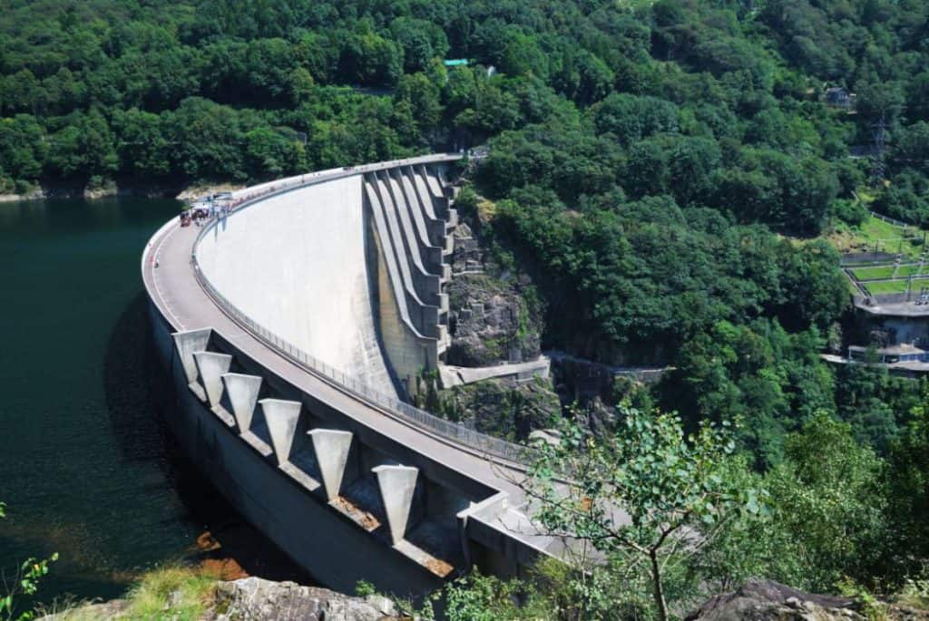 drone shot of Contra dam in Switzerland 