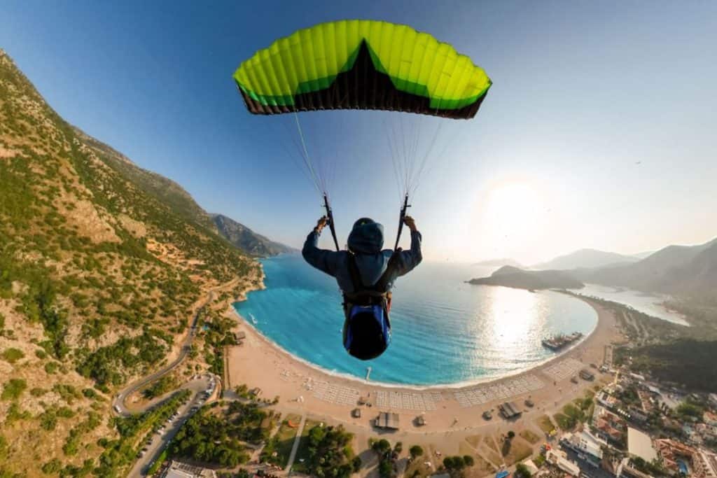 paragliding on a beautiful scenic view