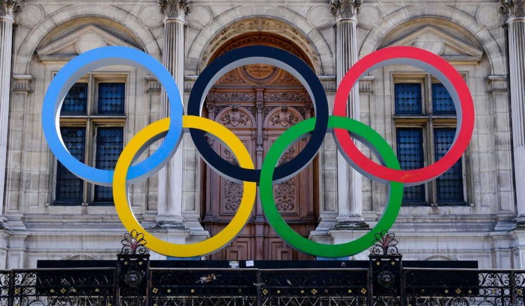 The giant logo of the 2024 Olympic games