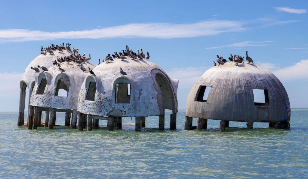 Wreck of Famous Dome Houses in the Sea
